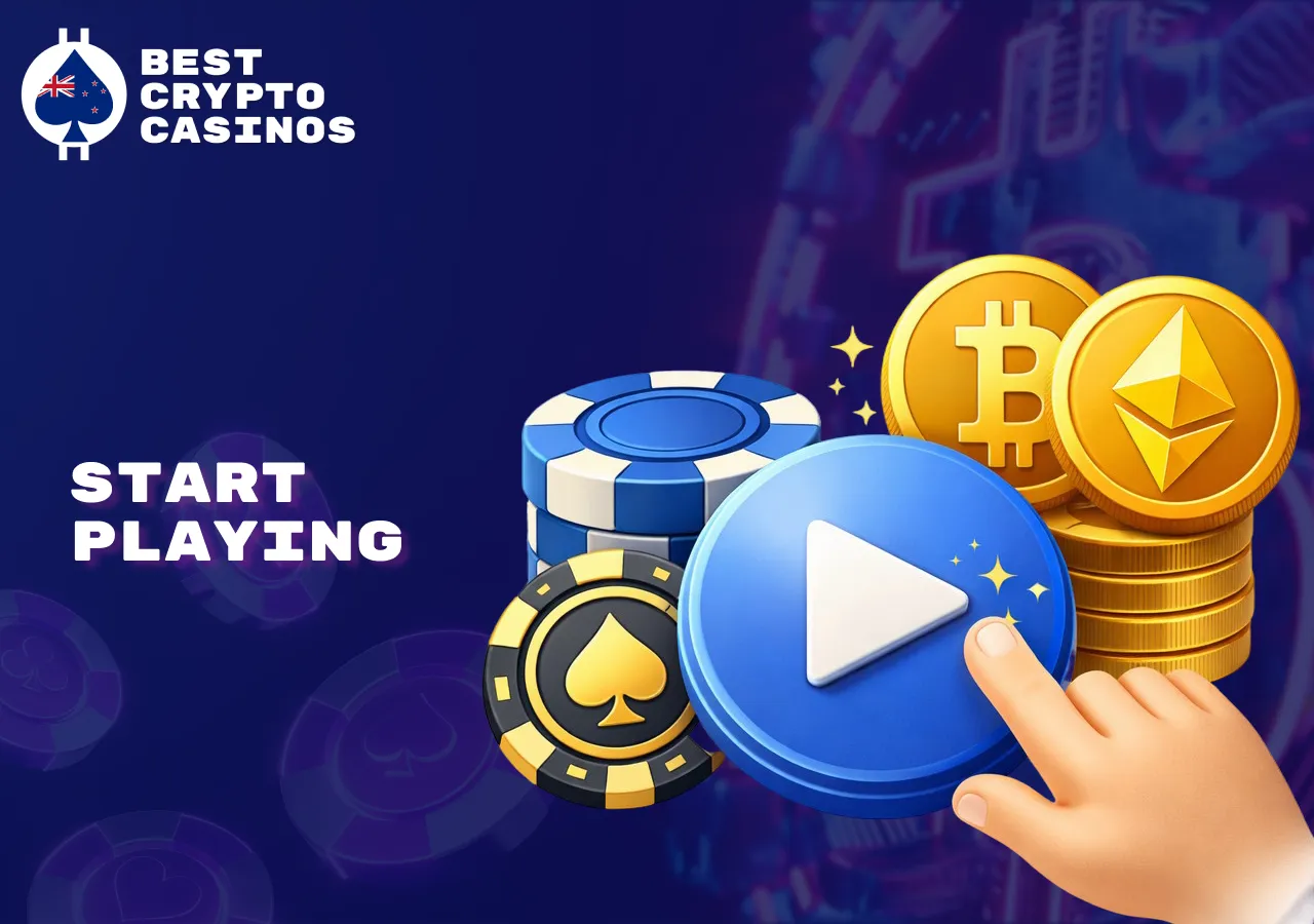 How to start playing at a crypto casino: registration, deposit, and game selection.